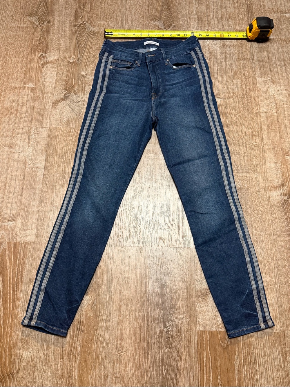 Good American Good Legs Dark Wash Side Stripe Skinny Jeans